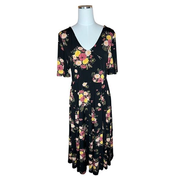 Torrid Black Floral Studio Knit Midi Dress Size 12 NWT - Picture 3 of 9